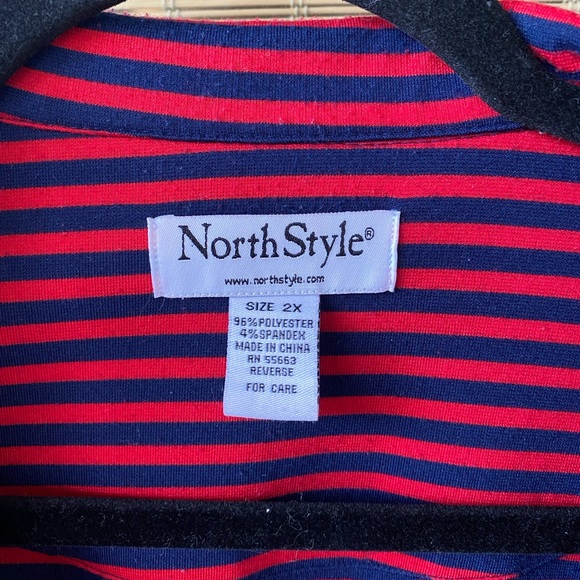 NorthStyle red and navy stripe blazer. - Picture 3 of 4